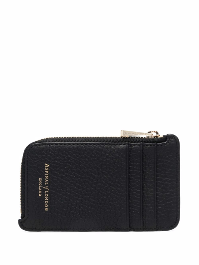 Shop Aspinal Of London Grained Leather Coin Purse In Black