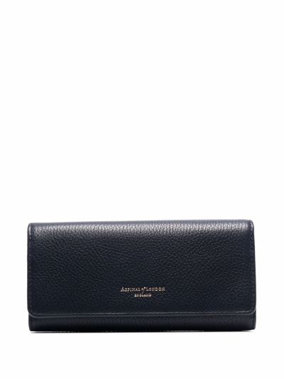 Shop Aspinal Of London Grain Leather Wallet In Blue
