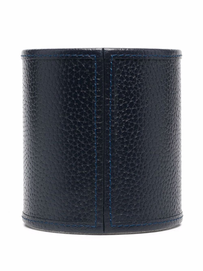 Shop Aspinal Of London Grained Leather Pen Pot In Blue