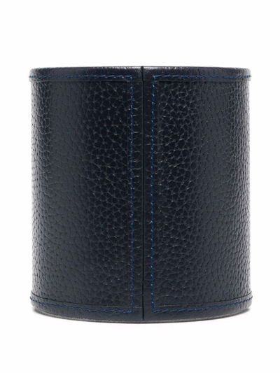 Aspinal Of London Grained Leather Pen Pot In Blue