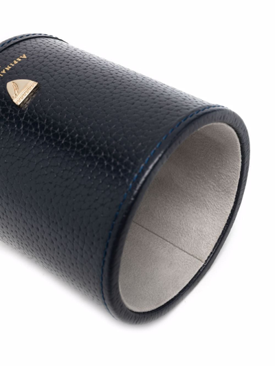 Aspinal Of London Grained Leather Pen Pot In Blue