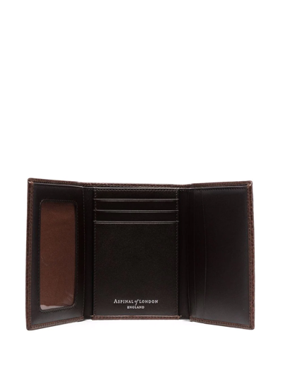 Shop Aspinal Of London Tri-fold Leather Wallet In Brown