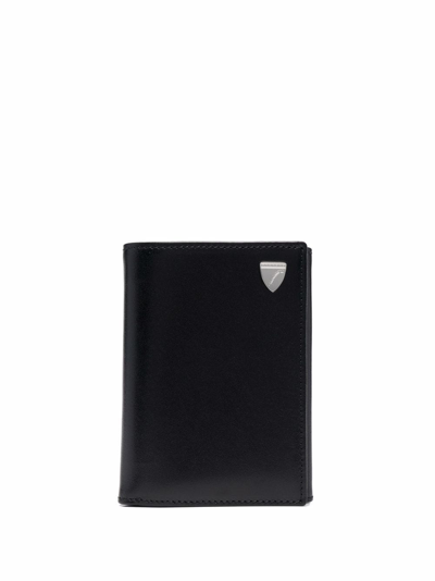 Shop Aspinal Of London Tri-fold Leather Wallet In Black