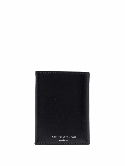 Shop Aspinal Of London Tri-fold Leather Wallet In Black