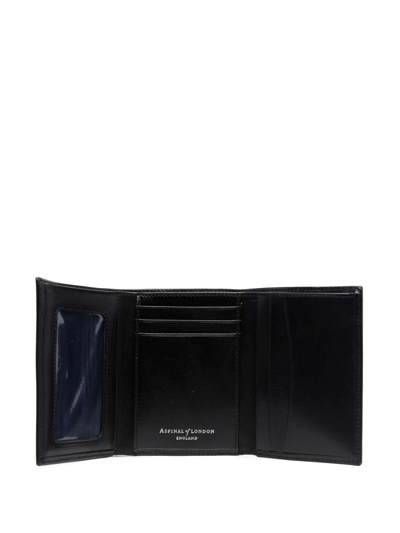 Shop Aspinal Of London Tri-fold Leather Wallet In Black