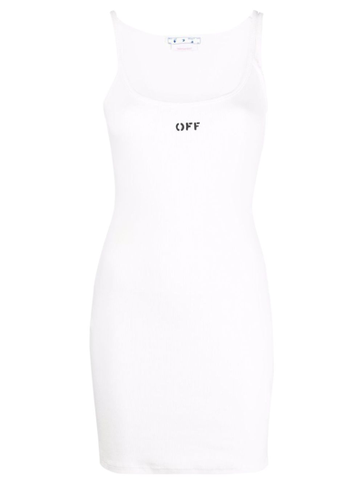 Shop Off-white Off Stamp Basic Rib Dress In White