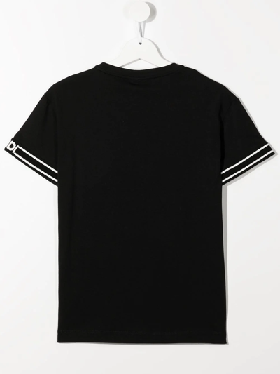 Shop Fendi Logo-trim Crewneck T-shirt In Black
