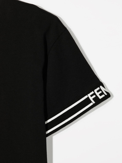Shop Fendi Logo-trim Crewneck T-shirt In Black