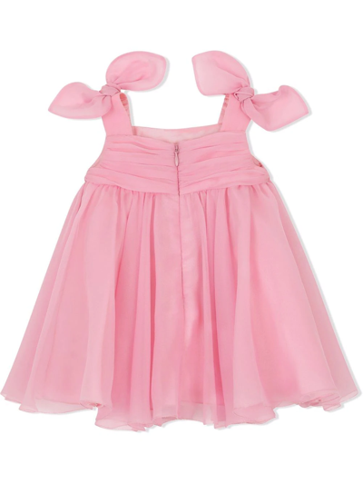 Shop Dolce & Gabbana Silk Tulle Empire Line Dress In Pink