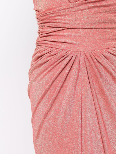 Shop Alexandre Vauthier Lurex Stretch-jersey Asymmetric Dress In Pink