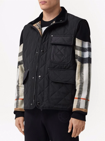 Shop Burberry Diamond-quilted Vintage Check Lined Gilet In Black