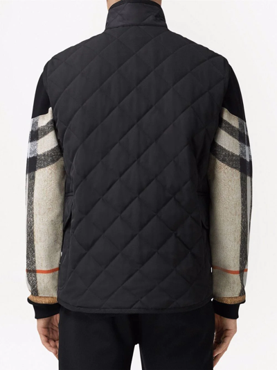 Burberry Diamond-quilted Vintage Check Lined Gilet In Black
