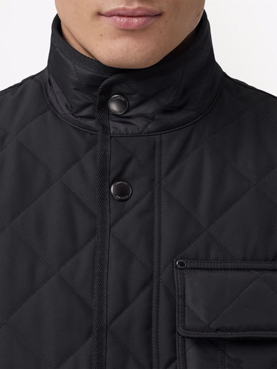 Burberry Diamond-quilted Vintage Check Lined Gilet In Black