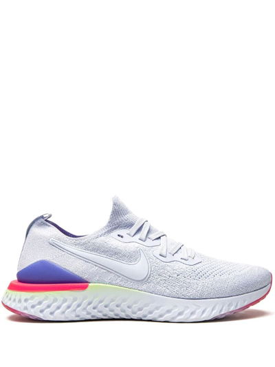 Shop Nike Epic React Flyknit "hydrogen Blue/sapphire/lime Bl" Sneakers In White