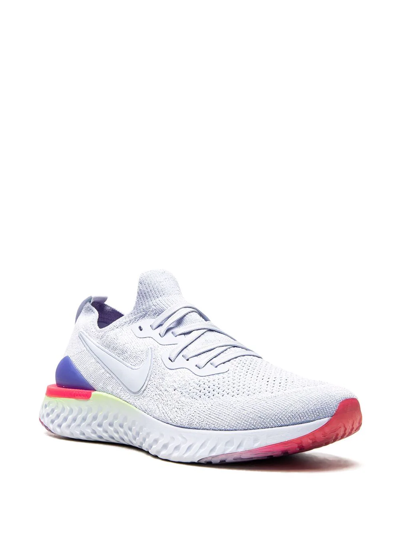 Shop Nike Epic React Flyknit "hydrogen Blue/sapphire/lime Bl" Sneakers In White