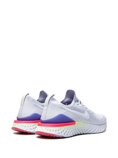 Shop Nike Epic React Flyknit "hydrogen Blue/sapphire/lime Bl" Sneakers In White