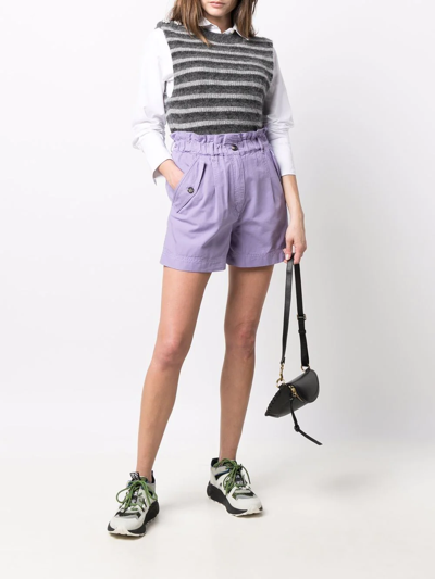 Shop Kenzo Paperbag-waist Bermuda Shorts In Purple