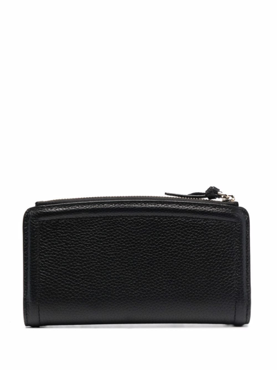 Shop Kate Spade Logo-lettering Leather Wallet In Black