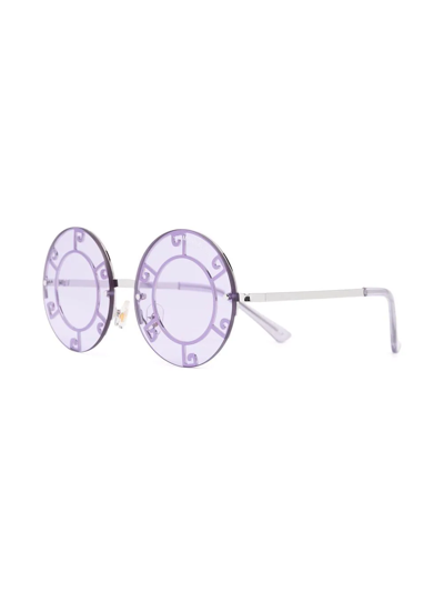 Shop Monnalisa Round-frame Sunglasses In Purple