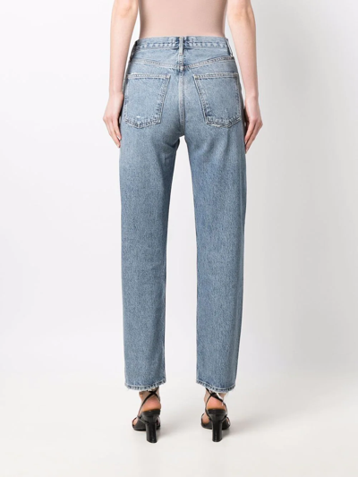 Shop Agolde '90s Pinch Waist Ripped-detail Jeans In Blue