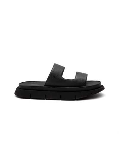 Shop Marsèll Double Band Leather Platform Sandals In Black