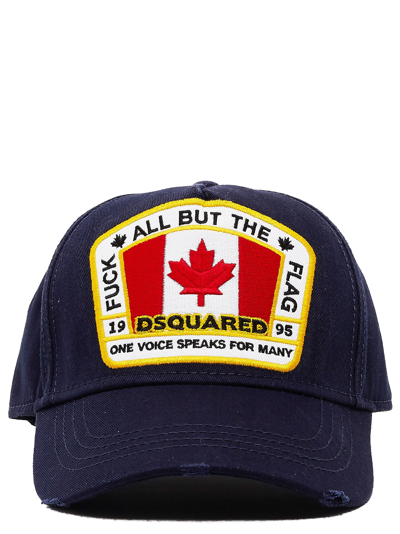 Shop Dsquared2 Flag Patch Baseball Cap In Blue