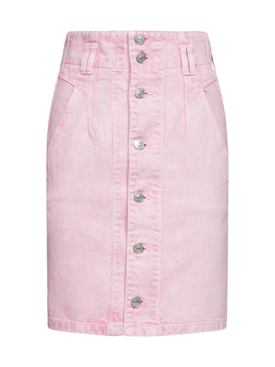 Shop Isabel Marant Étoile Buttoned Mini Denim Skirt In Pink