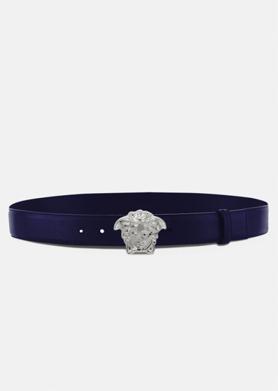 Shop Versace La Medusa Leather Belt, Male, Blue, 115