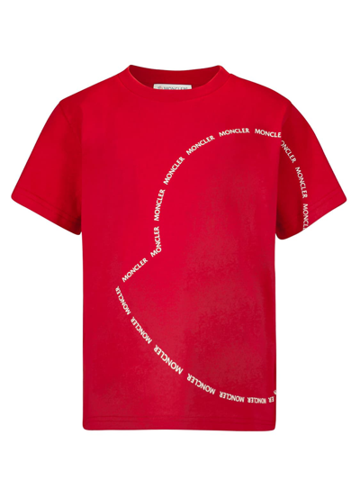 Shop Moncler Kids T-shirt For Boys In Red
