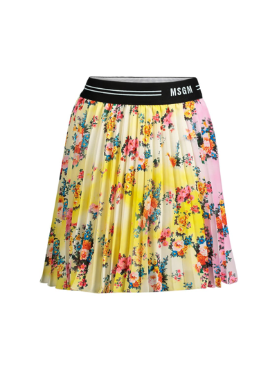 Shop Msgm Kids Skirt For Girls In Yellow
