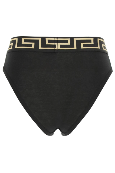 Shop Versace High-waisted Underwear Briefs In Black,gold