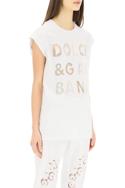 Shop Dolce & Gabbana Vest With Cut Out Embroidery In White