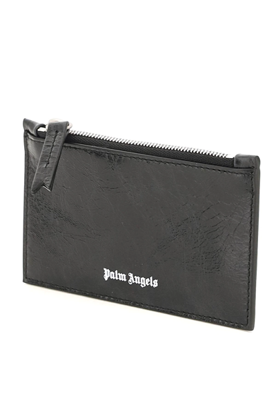 Shop Palm Angels Zipped Cardholder In Black