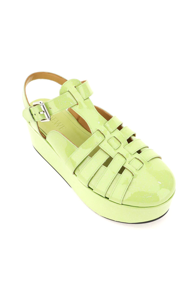 Shop Loewe Wedge Sandals In Green