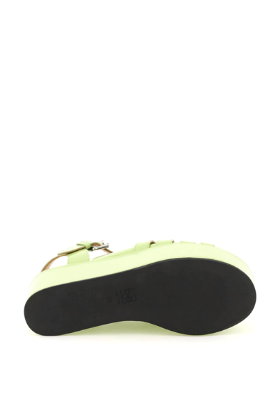 Shop Loewe Wedge Sandals In Green