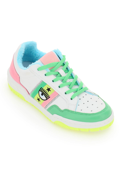 Shop Chiara Ferragni Cf-1 Sneakers In White,green,pink