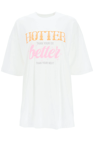 Shop Vetements 'hotter Than Your Ex' T-shirt In White,orange,pink