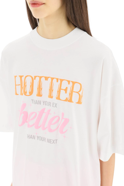 Shop Vetements 'hotter Than Your Ex' T-shirt In White,orange,pink