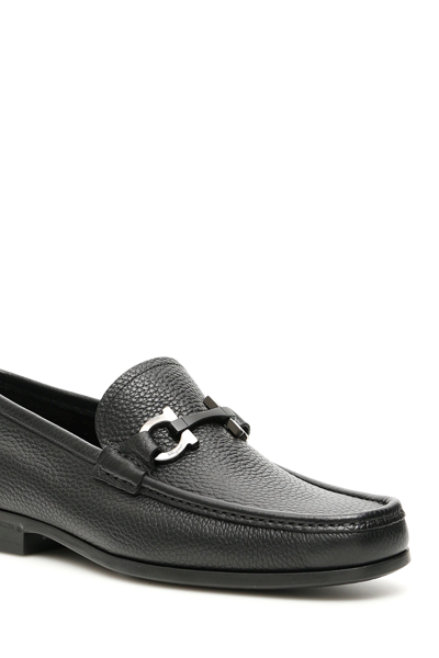 Shop Ferragamo Grandioso Gancini Loafers In Black