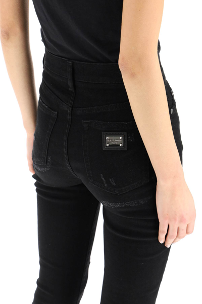 Shop Dolce & Gabbana Distressed Audrey Jeans In Black