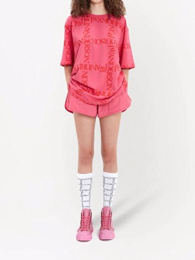 Shop Jw Anderson Oversized Running Shorts In Pink