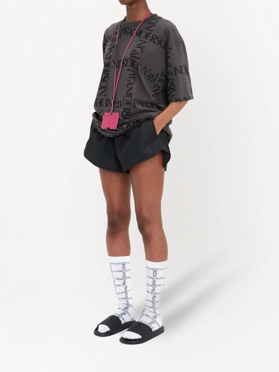 Jw Anderson Black Oversized Running Shorts In Black