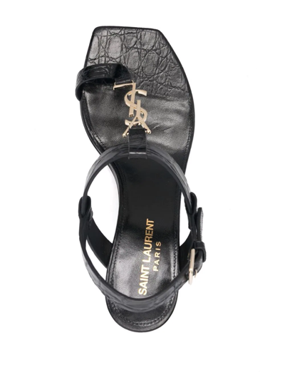 Shop Saint Laurent Cassandra 75mm Leather Sandals In Black
