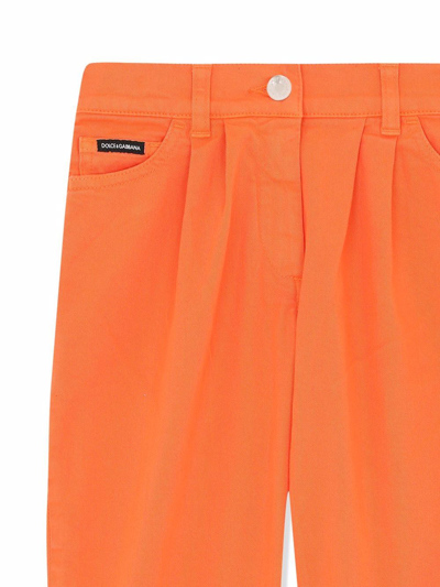 Shop Dolce & Gabbana High-waisted Straight Leg Jeans In Orange