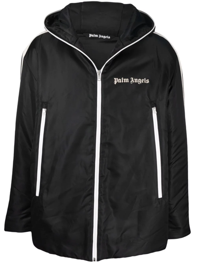 Shop Palm Angels Logo-print Hooded Jacket In Black