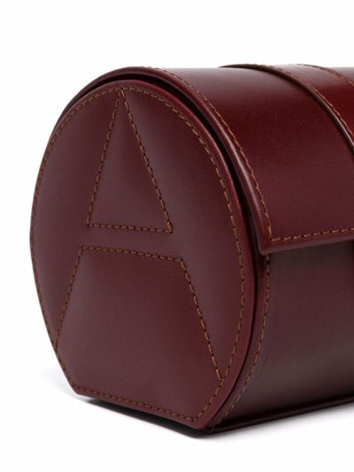 Shop Aspinal Of London Stitched Logo Watch Case In Brown