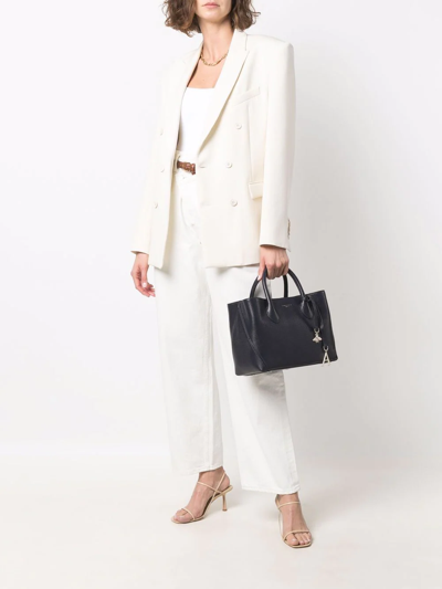 Aspinal Of London Midi London Pebble-texture Tote Bag In Blue