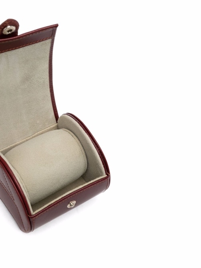 Aspinal Of London Stitched Logo Watch Case In Brown
