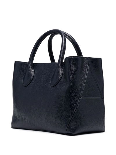 Aspinal Of London Midi London Pebble-texture Tote Bag In Blue