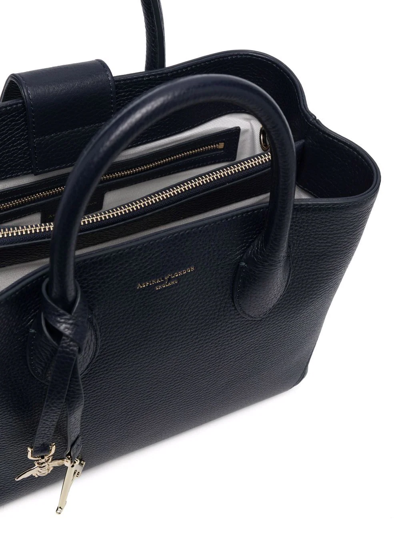 Aspinal Of London Midi London Pebble-texture Tote Bag In Blue